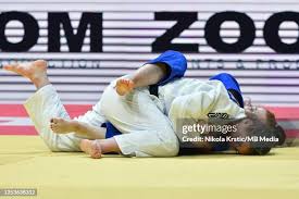 Mariah Holguin of USA reacts in Women's -57 kg during the World Judo...  News Photo