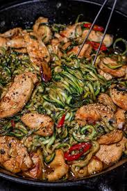 Garlic Chicken Zucchini Noodles Stir Fry Recipe Video Seonkyoung Longest Recipe Chicken Zucchini Recipes Stir Fry Recipes