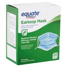 Hover over image to zoom. 2 Pack Equate Earloop Disposable Facemasks 20 Count Walmart Com Walmart Com