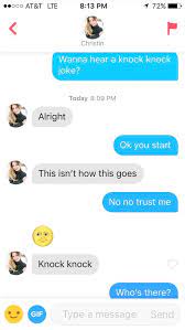 80 flirty jokes funny pick up lines and witty one liners are you a parking ticket. Wanna Hear A Knock Knock Joke Tinder