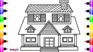 How to draw a house. How To Draw House For Kids And Art Coloring Book With Colored Marker Coloring Books Kids Coloring Books Simple House Drawing