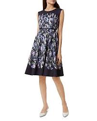 Hobbs London Aubrie Floral Print Fit And Flare Dress In Navy Multi Modesens Flare Dress Fit And Flare Womens Dresses