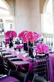 Purple Pink And Black Table Purple Wedding Reception Pink Bridal Shower Purple Wedding