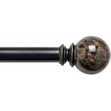 Bali 1 Faux Marble Ball Decorative Curtain Rod Set Oil Rubbed Bronze 36 66 Or 66 120 Walmart Com