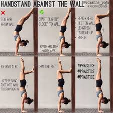 Handstand Against The Wall The Wall Is A Great Friend In Helping You Deal With The Fear Of Falling Then It Bec Yoga Handstand Easy Yoga Workouts Yoga Benefits