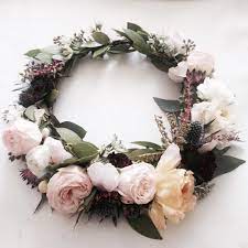The Melissa Crown Soft Pink Garden Roses Ranunculus And Pink Rose Quartz Www Thecrowncollec Bridal Flower Crown Flower Crown Wedding Floral Crown Wedding