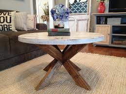 Use the 1x3 poplar to make the skirt boards. Diy Coffee Table Easy X Base Table With Round Top