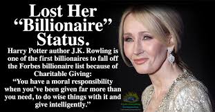 Harry Potter Author J.K. Rowling Is One Of The First To Fall Off Of Forbes Billionaire  List Because Of Charitable Giving