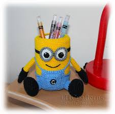 Minion Pencil Holder Pattern By Kristine Kuluka Minion Crochet Minion Crochet Patterns Minion Pattern