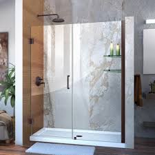 Dreamline Unidoor 59 To 60 In X 72 In Frameless Hinged Shower Door In Oil Rubbed Bronze Shdr 20597210s 06 The Home Depot Frameless Hinged Shower Door Shower Doors Frameless Shower Doors