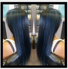 Peekaboo Highlights For Black Hair Blue Black Hair Black Hair With Highlights Dyed Hair