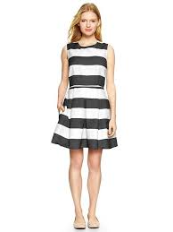 Rugby Fit Amp Flare Dress Product Image Black White Striped Dress Fit And Flare Dress White Striped Dress