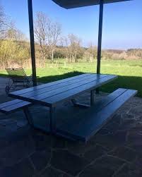 Cassecroute Posted To Instagram Concrete Picnic Table In Belgian Wallonia 240cm Of Pure Concrete With Steel Supports Picnictable Picnic Table Picnic Table