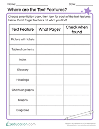 Where Are The Text Features Worksheet Education Com