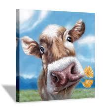 Check spelling or type a new query. Liveditor Farm Animal Cute Cow Biting Flowers Painting On Canvas Wall Art For Living Room 24 X 24 X 1 Panel Walmart Com Walmart Com