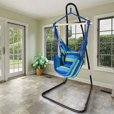 What kind of fabric is a hammock swing made of? Adjustable Hanging Hammock Chair Swing Stand Sorbus Home