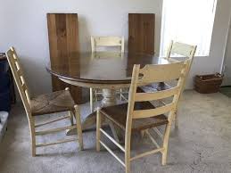 Ethan Allen Rare Pedestal Round Dining Table And Ladderback Chairs 200 For Sale In Irvine Ca Offerup Round Dining Table Dining Table Round Pedestal Dining Table