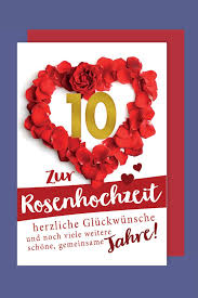 Rosen sind das symbol der liebe und der 10. Rosen Hochzeit 10 Jahre Grusskarte Karte Hochzeitstag Herz 16x11cm Avancarte
