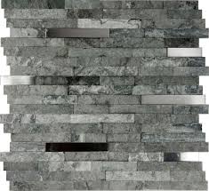 Gray stone glass mosaic kitchen tile backsplash sgmt052 | etsy. Natural Stone Wall Tiles Kitchen Novocom Top