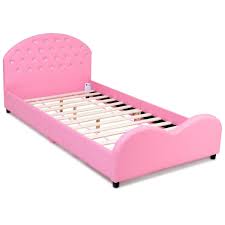 People who are trying to find luxurious bed frames may want to opt for this solid north american pine offering. Costway Kids Children Pu Upholstered Platform Wooden Princess Bed Bedroom Furniture Pink Walmart Com In 2021 Upholstered Platform Bed Kids Platform Bed Toddler Bed