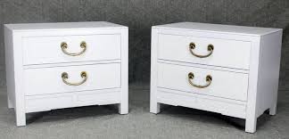 But, i received it missing some parts; Pair Of White Lacquer Brass Hardware Two Drawer Cabinets Or End Tables For Sale At 1stdibs