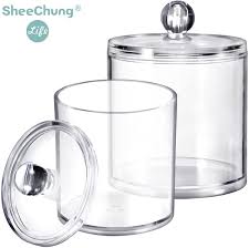 I wanted to create a spa look for our bathroom and this beautiful apothecary jar trio is exactly what i was looking for! Buy Qtip Dispenser Holder Bathroom Vanity Organizer Apothecary Jars Canister Set For Cotton Ball Cotton Swab Q Tips Cotton Rounds Bath Salts Premium Quality Plastic Acrylic Clear 2 Pack 15 Oz 20 Oz Online In Kazakhstan B07hp2fp2c