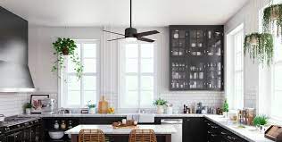 This modern fixture features subtle curves in the three overlapping blades and a 20w integrated led downlight delivering 1600 lumens of output from an etched glass shade. Modern Black Ceiling Fans