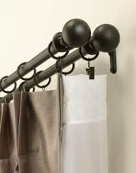 Double Curtain Rod Set With Finials Curtainworks Com Erin Note The Clips That Hold The Curtain A Double Rod Curtains Bronze Curtain Rods Iron Curtain Rods