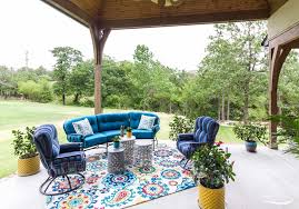 Custom Home Builder Tulsa Ok Outdoor Covered Back Patio With Box Car Siding Ceiling Peacock Blue Seating Home Builders Custom Homes Outdoor Furniture Sets