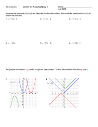Worksheet, exponential and logarithmic functions. Pre Calculus Section 2 4 Worksheet Day 2 Name Sept 2013