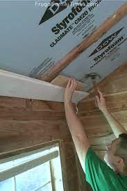 If your ceiling is unfinished. How To Install A Very Simple Shiplap Ceiling Frugal Family Times