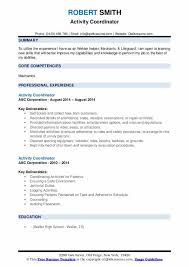 No pressure or anything, but that leaves you with about 6 seconds to make an impression. Activity Coordinator Resume Samples Qwikresume