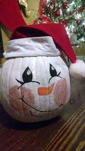 Re Use Halloween Pumpkin For Festival Snowman Painted Pumpkins Autumn Theme Christmas Pumpkins