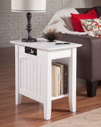 Nantucket White Rectangular Wood Side Table With Usb Charging Ports New Atlantic Side Table Wood Furniture Atlantic Furniture