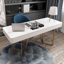 2 Drawers White Black Office Desk 55 Modern Writing Desk Gold Tripod Base Stainless Steel Desks Home Office Furniture Furniture Shop wayfair for all the best gold desks, white & gold desks.