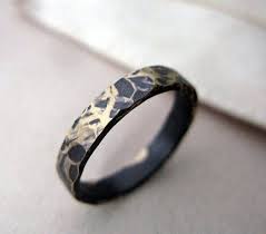 18k Yellow Gold Hammered Ring With Black Rhodium Mens Wedding Band Unique Modern Gold Wedding B Mens Wedding Bands Unique Mens Wedding Bands Gold Wedding Rings