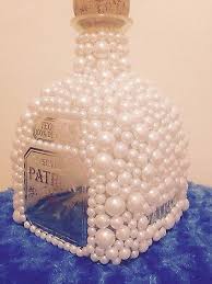 Empty White Pearl Patron Tequila Bottle 1 75ml In 2020 Patron Bottle Crafts Bling Bottles Bedazzled Bottle