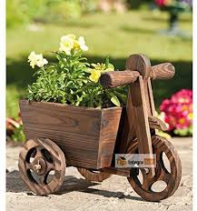 Bird Bath And Feeder B M Stylish Wooden Tricycle Planter Amazon Co Uk Garden Outdoors Wooden Wheelbarrow Wheelbarrow Wood Plant Stand