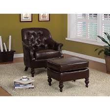 Dark brown leather bernhardt chair and a half & ottoman. Powell Large Brown Bonded Leather Chair Ottoman The Home Depot Canada