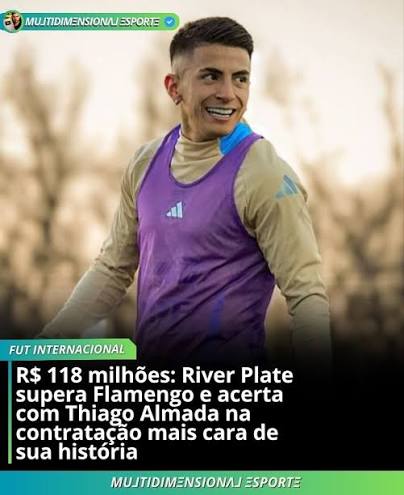 O River Plate venceu a disputa com o Flamengo e chegou a um acordo para contratar o meia argentino Thiago Almada, do Atl&eacute;tico de Madrid. Segundo o jornalista Fabrizio Romano, o jogador