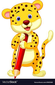 Vector Illustration Of Cute Leopard Cartoon Holding Red Pencil Download A Free Preview Or High Quality Adobe I Kids Nursery Art Cute Dog Drawing Circus Crafts