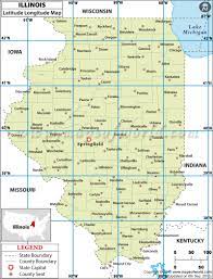 Illinois Latitude And Longitude Map