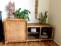 Rare Mid Century Bohemian Rattan Wicker Console Tv Stand Etsy Tv Stand And Entertainment Center Entertainment Center Entertainment Console Decor