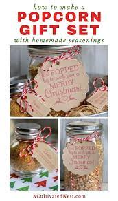 Homemade Popcorn Gift Set Diy Gift In A Jar A Cultivated Nest Recipe Popcorn Gift Diy Gift Set Diy Gifts In A Jar