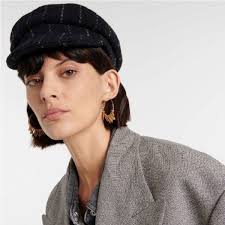 Isabel Marant NWT Midnight Navy Virgin Wool Embroidered Logo Evie Baker Boy  Hat