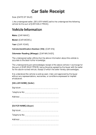 car sale receipt template free download easy legal docs