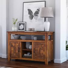 Solid wood design accepts stain beautifully and paints up nicely; Sierra Nevada Traditional Solid Wood Rustic Buffet Table