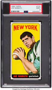 Joe namath was inducted into the pro football hall of fame in 1985. 1965 Topps Joe Namath Rookie 122 Psa Mint 9 Football Cards Lot 80032 Heritage Auctions