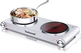 There are 4 functions to choose. Amazon Com Techwood Electric Hot Plate Stove Countertop Double Burner Infrared Ceramic Double Cooktop 1800w With Adjustable Temperature Control Brushed Stainless Steel Easy To Clean Upgraded Version Kitchen Dining