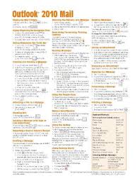 Microsoft Outlook 2010 Mail Quick Reference Guide Cheat